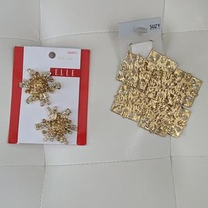 Gold Hair Barrettes and gold earrings